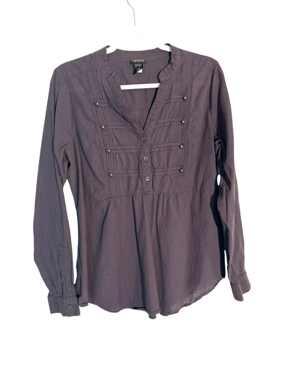 Torrid Military Pintuck Cotton Blouse Size 0 (large)